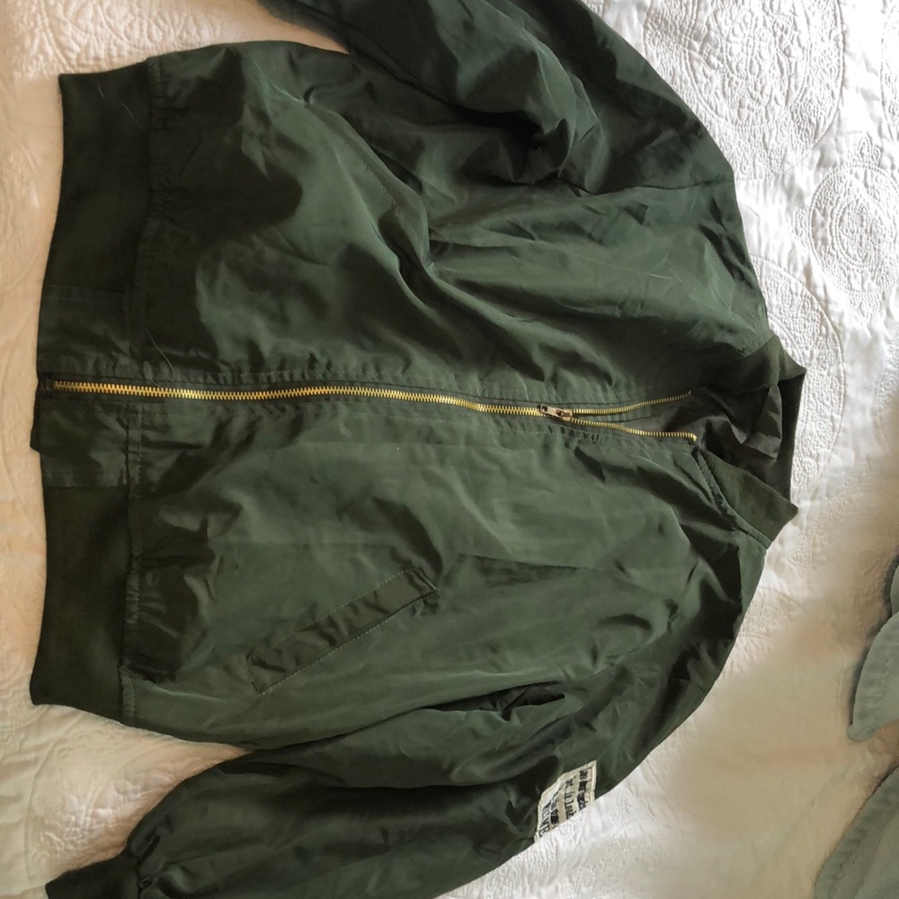 Army green bomber jacket